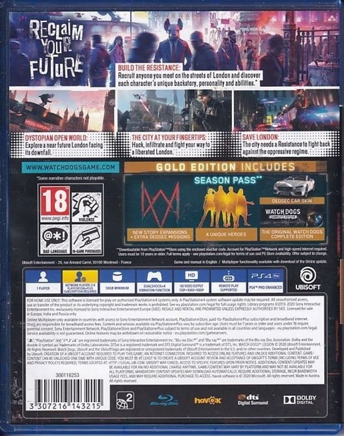 Watch Dogs Legion Gold Edition - PS4 (B Grade) (Genbrug)